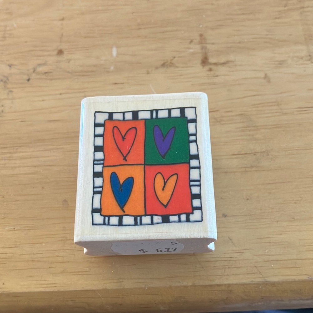 Colorful Heart Block stamp